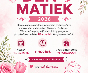Aktuality / Kultúrny program pri príležitosti sviatku Dňa matiek 10.05.2026 o 16.00 v kultúrnom dome  - foto