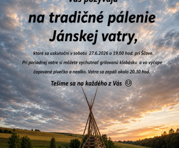 Aktuality / Pozvánka na pálenie Jánskej vatry - sobota 27.6.2026 pri Štave   - foto