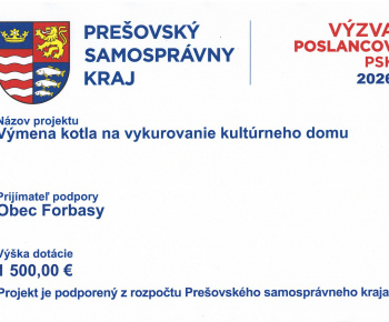 Projekty / „Projekt je podporený z rozpočtu Prešovského samosprávneho kraja“ - Výmena kotla na vykurovanie kultúrneho domu  - foto