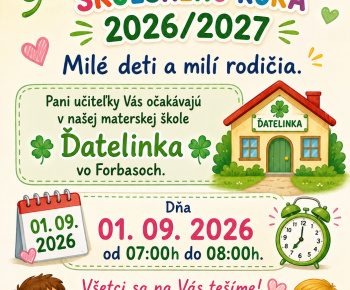 Aktuality / Začiatok školského roka 2026/2027 - MŠ Forbasy  - foto