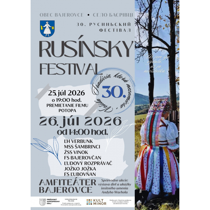 Pozvánka na 30. ročník Rusínskeho festivalu v Bajerovciach